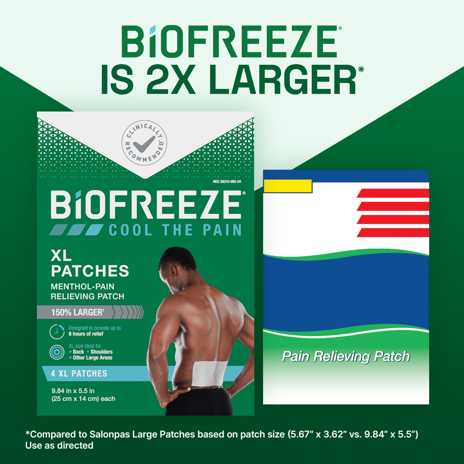 Biofreeze XL Pain Relief Patches, Menthol Pain Patches for Lower Back, Neck, Knee, & Shoulder, Comfortable & Flexible Fabric Stays in Place, 4 ct BiofreezeBuy Supplements Australia