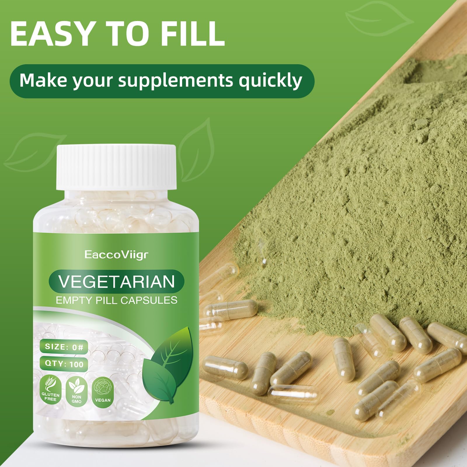 EaccoViigr Size 0 Empty Capsules - 500 Count Clear Empty Pill Capsules with Capsule Filling Kit, Fillable Vegan Vegetarian Capsule Empty for Vitamins, Easy for DIY Supplements EaccoViigrBuy Supplements Australia