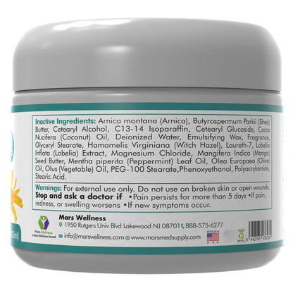 Mars Wellness MG+ Magnesium Cream Pain Relief - Extra Strength Magnesium and Arnica Cream - 4 OZ Tub - Neuropathy, Muscle Pain, and Leg Cramps Relief - 1 Pack MARS WELLNESSBuy Supplements Australia