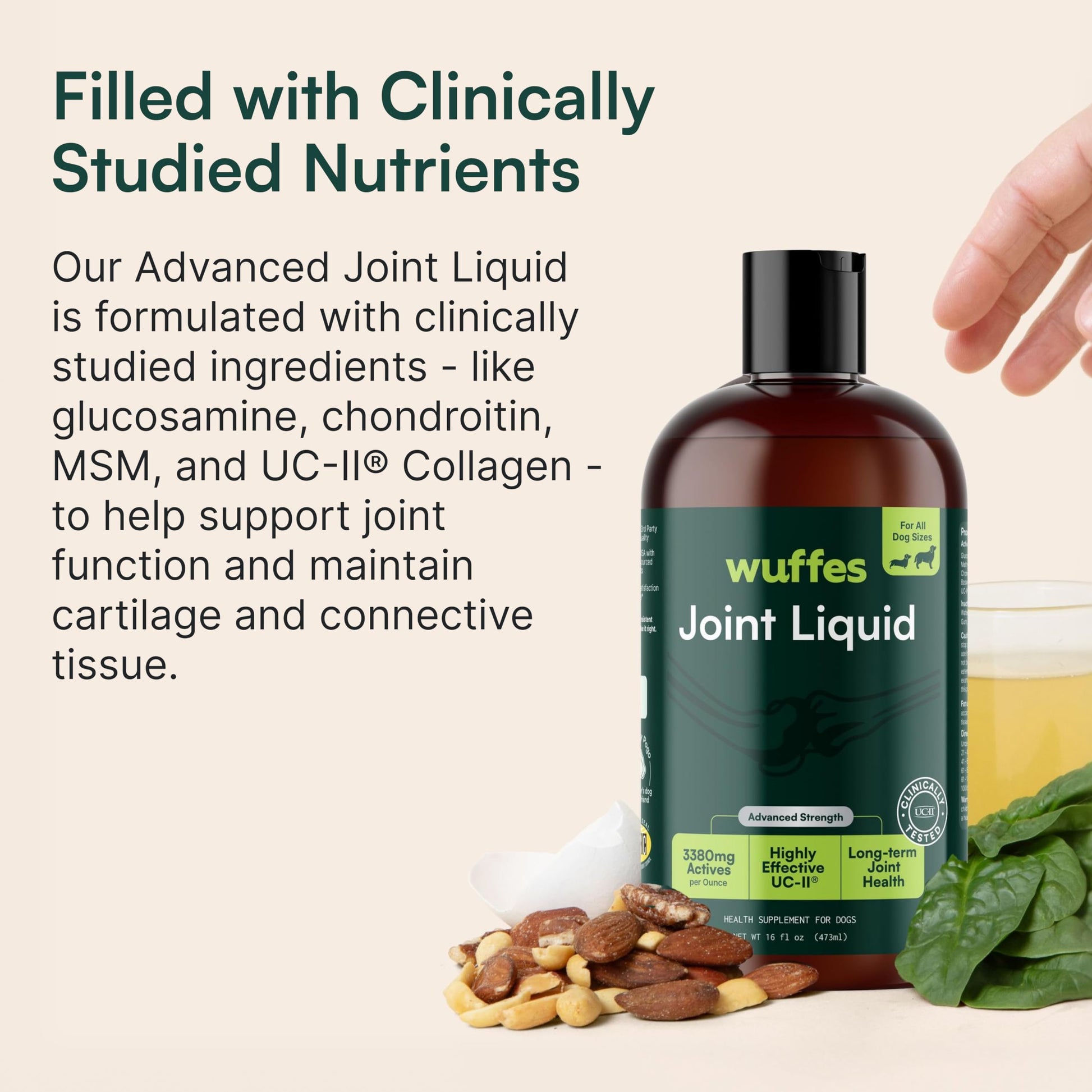 Wuffes Advanced Joint Liquid for Dogs, Hip & Joint Support Supplement with Glucosamine, Chondroitin, UC-II® Collagen, and MSM, for Small & Large Breeds, 16 Oz WuffesBuy Supplements Australia