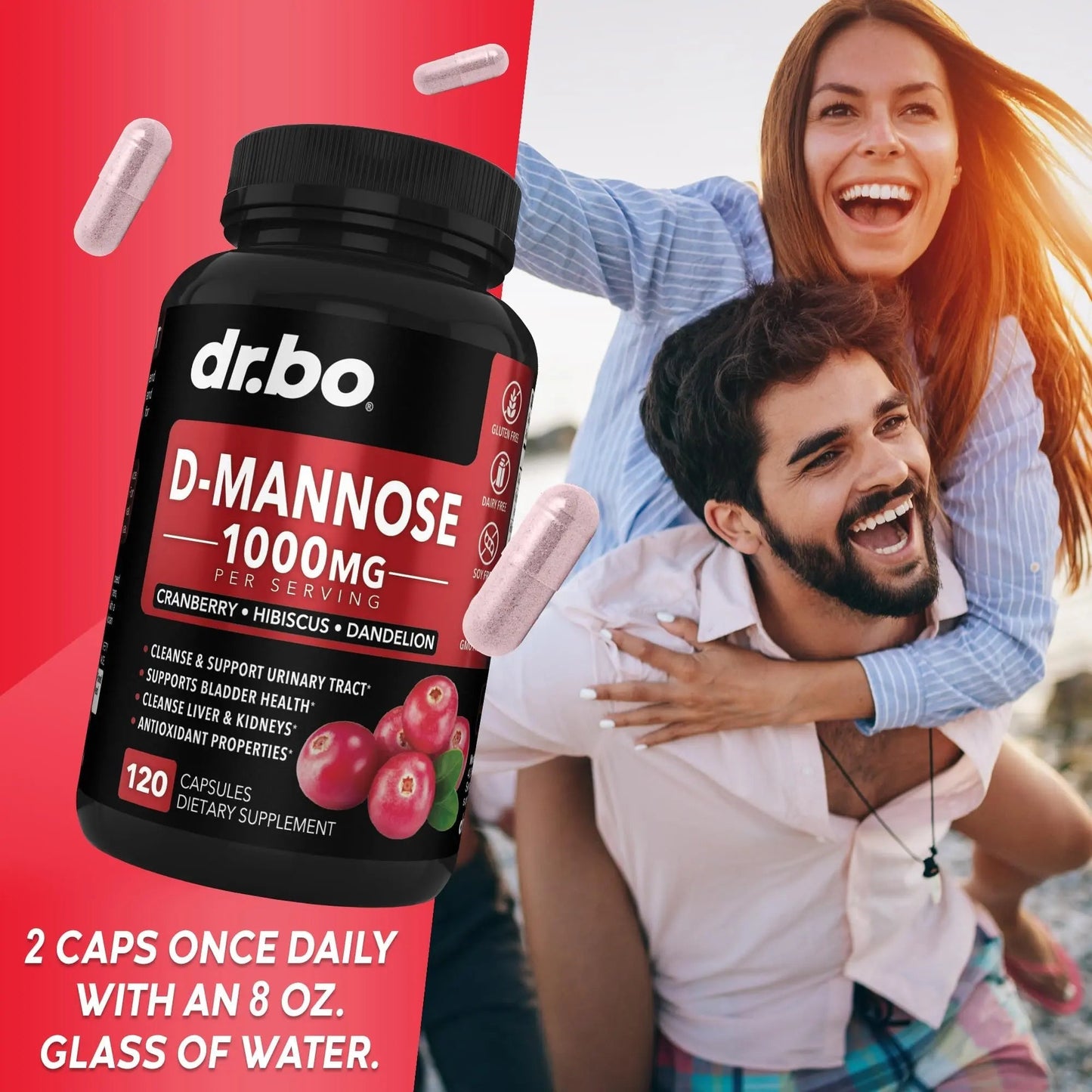 D Mannose Supplements for Women Pills - Natural D-Mannose 500mg Capsules, Cranberry DMannose Pills 1000mg Per Serving - Bladder Flush & Urinary Tract Cleanse Health Supplement - 120 Veg Capsules DR. BOBuy Supplements Australia