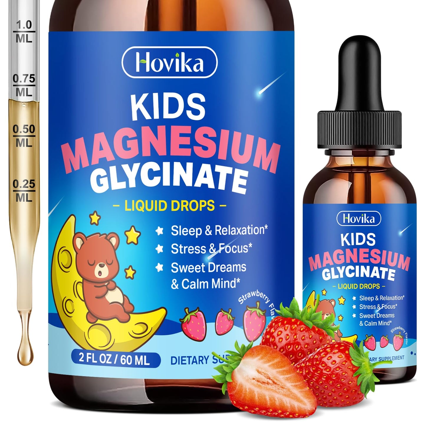 Magnesium Glycinate Liquid for Kids - with L-Theanine Omega-3, Vitamin B6, D3, Zinc - Kids Magnesium Drops for Sleep, Relaxation