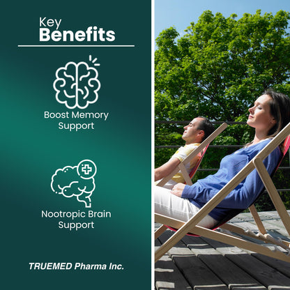 TrueMed Neuro Support - Premium Nootropic Supplement for Focus, Energy, Mental Clarity, and Performance Organic Lion’s Mane, Bacopa Monnieri, Rhodiola, Non-GMO Gluten-Free CDP Choline 90 Veg Capsules TRUEMEDBuy Supplements Australia