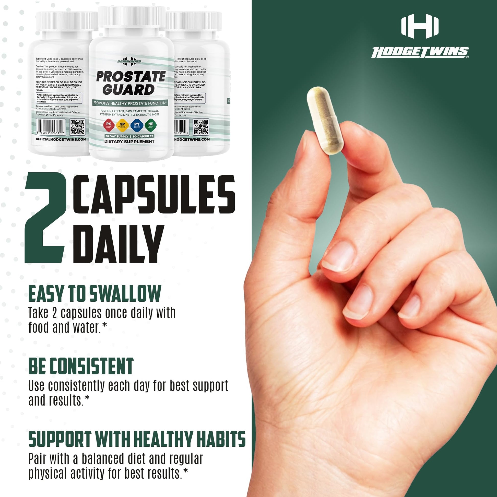 DAMN GOOD The Hodge Twins Prostate Guard - 90 Capsules Guard Vitality Complex – Comfort Blend for Nighttime Routine, Restful Rhythm - Men's Supplements for Health Supports Relaxation DAMN GOODBuy Supplements Australia