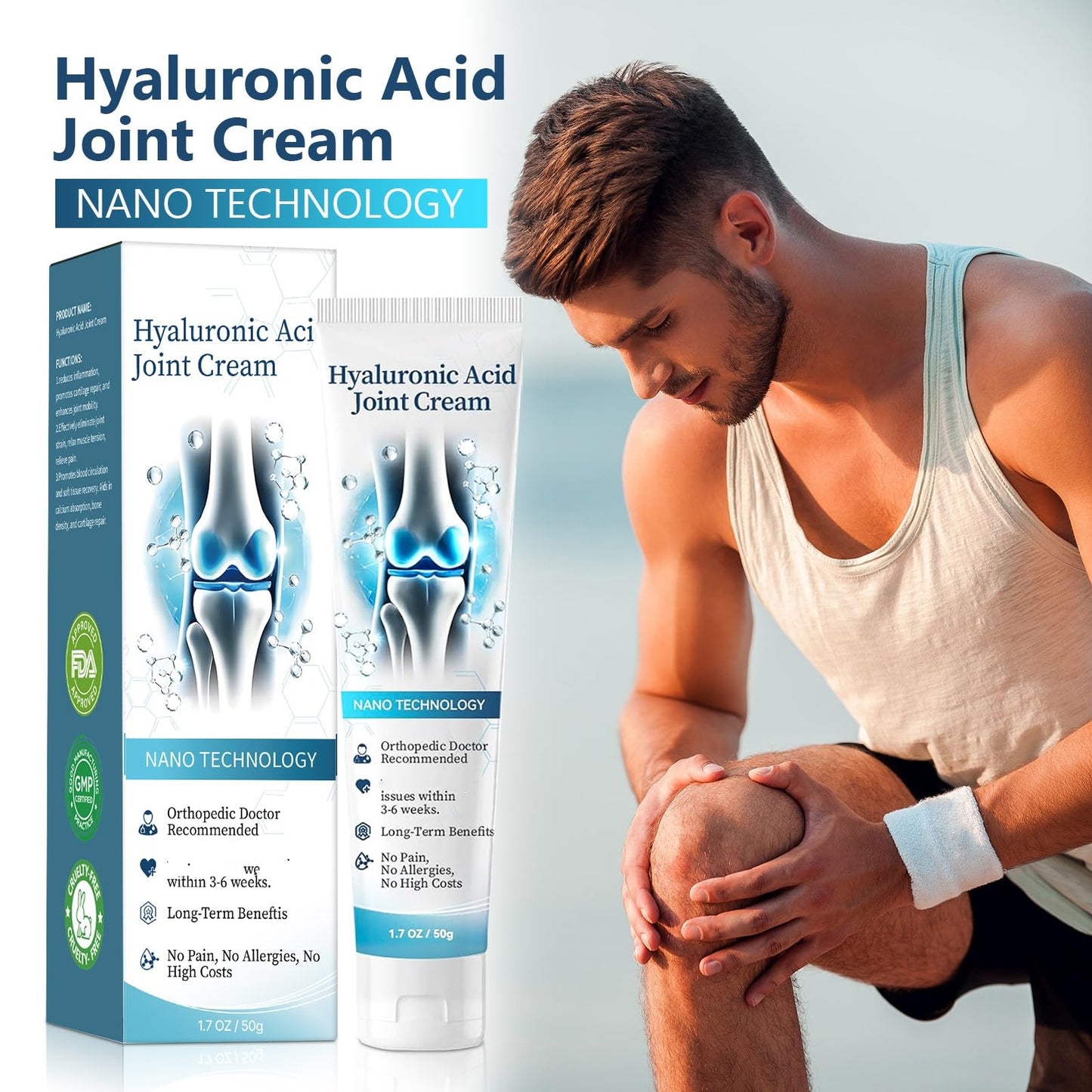 2 PCS Hyaluronic Acid Joint R-epair Gel, Soothing Massage Gel, Quickly Relieve Joint discomfort for Back, Neck, Kne, Soothing Relief for Dry, Cracked Skin Joint Activities Throughout The Body SANZHUANBuy Supplements Australia