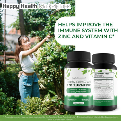 Healthy Calm & Well CDZ Gummies Capsules - Our Best CDZ Supplement Vitamin C D and Zinc - Turmeric Vitamin C D Zinc Magnesium - Our Best Calmwell Cdc Gummies Capsules Zinc Vitamin C Vitamin D Turmeric Happy Health MarketplaceBuy Supplements Australia