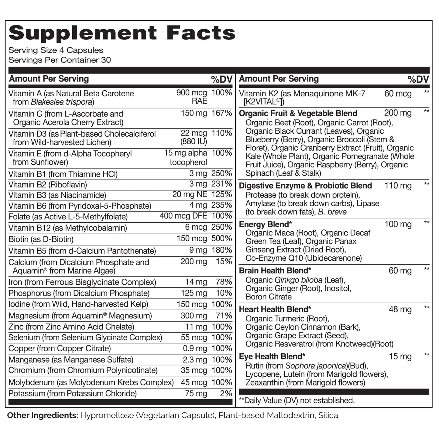 NATURELO Whole Food Multivitamin for Women - with Vitamins, Minerals, & Organic Extracts - Supplement for Energy and Heart Health