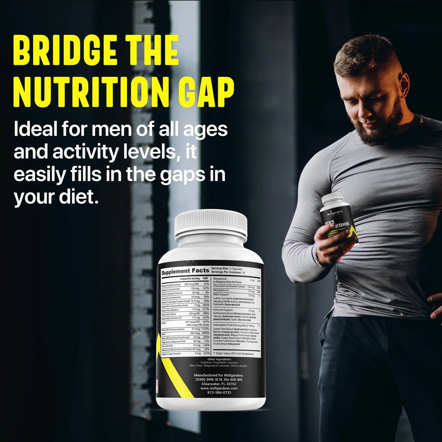 100% Pure Multivitamin for Men - Daily Mens Multivitamins, Multiminerals Supplement for Energy, Focus, Performance, Immune and Male Support WellgardensBuy Supplements Australia