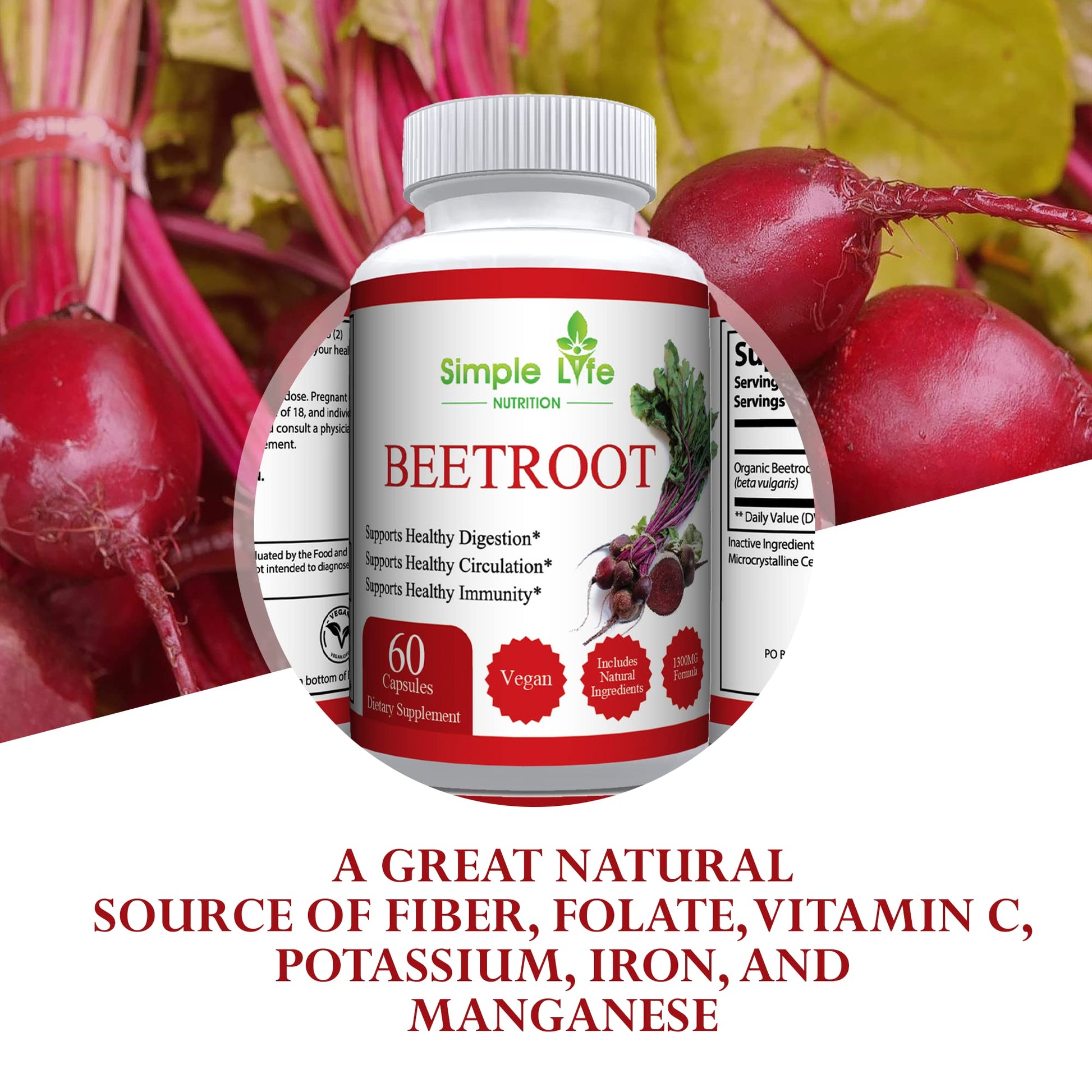 Simple Life Nutrition Organic Beet Root Powder Capsules - Nitric Oxide Booster for Men Simple Life NutritionBuy Supplements Australia
