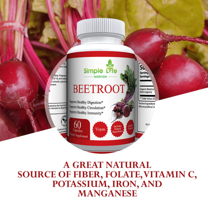 Simple Life Nutrition Organic Beet Root Powder Capsules - Nitric Oxide Booster for Men Simple Life NutritionBuy Supplements Australia