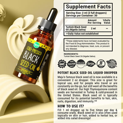 MAJU Black Seed Oil - 3 Times TQ, Cold-Pressed, Travel Size, 100% Turkish Black Cumin Maju SuperfoodsBuy Supplements Australia