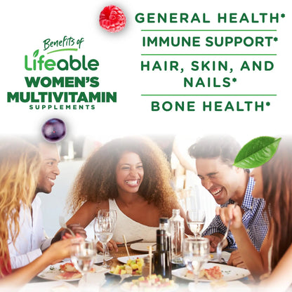 Lifeable Womens Multivitamin Gummy | with Vitamin A, C, D, E, Niacin, B6, Folate, B12, Biotin, Pantothenic Acid, Iodine, Zinc | Lifeable