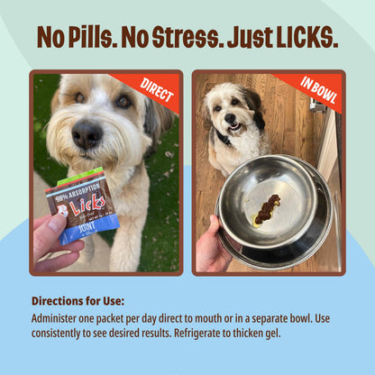 Licks Pill-Free Dog Joint and Heart - Glucosamine & Omega 3 Fish Oil Supplement for Dogs - Inflammation Supplements for Joint Support - Gel Packets - 30 Use Licks Pill FreeBuy Supplements Australia
