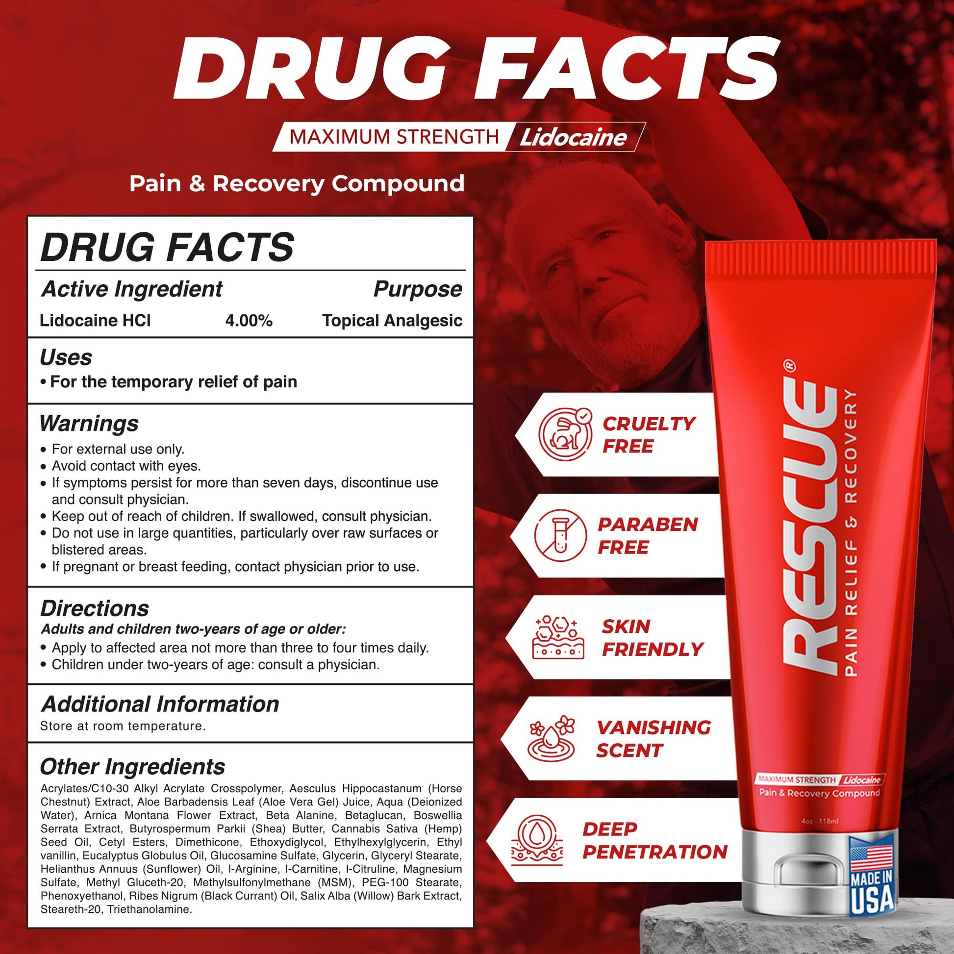 RESCUE PAIN RELIEF & RECOVERY Cream - All-in-One Solution for Back, Neck, Knee, Hand, Foot, and Shoulder Pain - Combines Power of Key Ingredients from Leading Pain Relief CreamProducts - 4 Ounces RESCUE PAIN RELIEF & RECOVERYBuy Supplements Australia