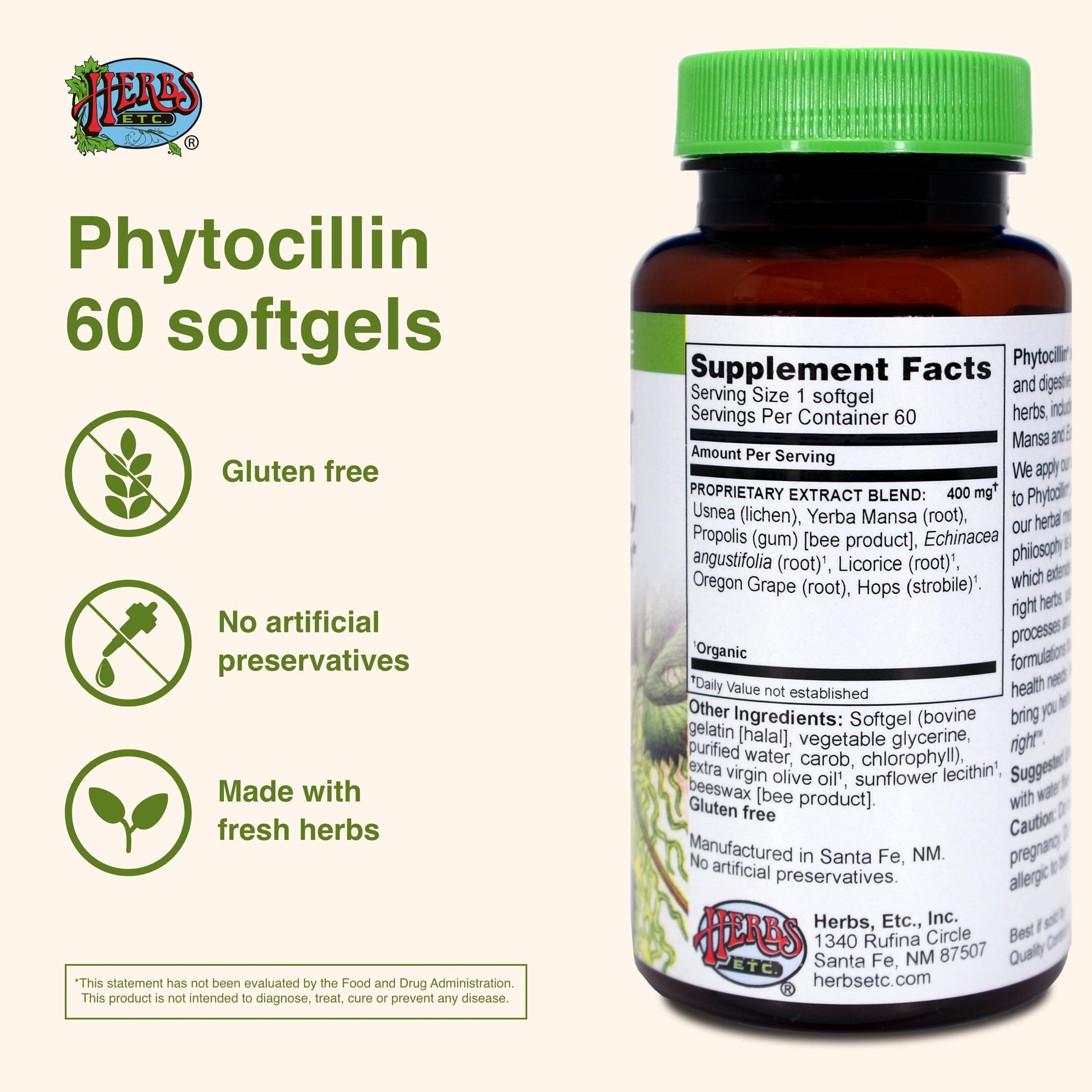 Herbs Etc. Phytocillin - Respiratory & Digestive Health Support Supplement - Herbal Formula to Support Digestion - Support Healthy Breathing - 60 Softgels (60 Servings) Herbs Etc.Buy Supplements Australia