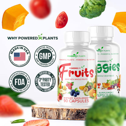 Daily Fruits and Veggies Supplement - 180 Capsules for 30 Days, Non GMO & Gluten Free Superfood with Natural Vitamins - Powered by Plants, 2-Pack POWERED X PLANTSBuy Supplements Australia