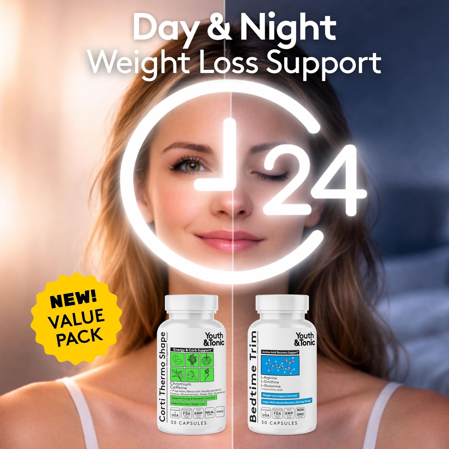 Youth & Tonic PM Bedtime Trim for Lean Appearance & Muscle Definition Support – Nighttime Amino Acids Supplement for Overnight Recovery, Men & Women, 30 Capsules Youth & TonicBuy Supplements Australia