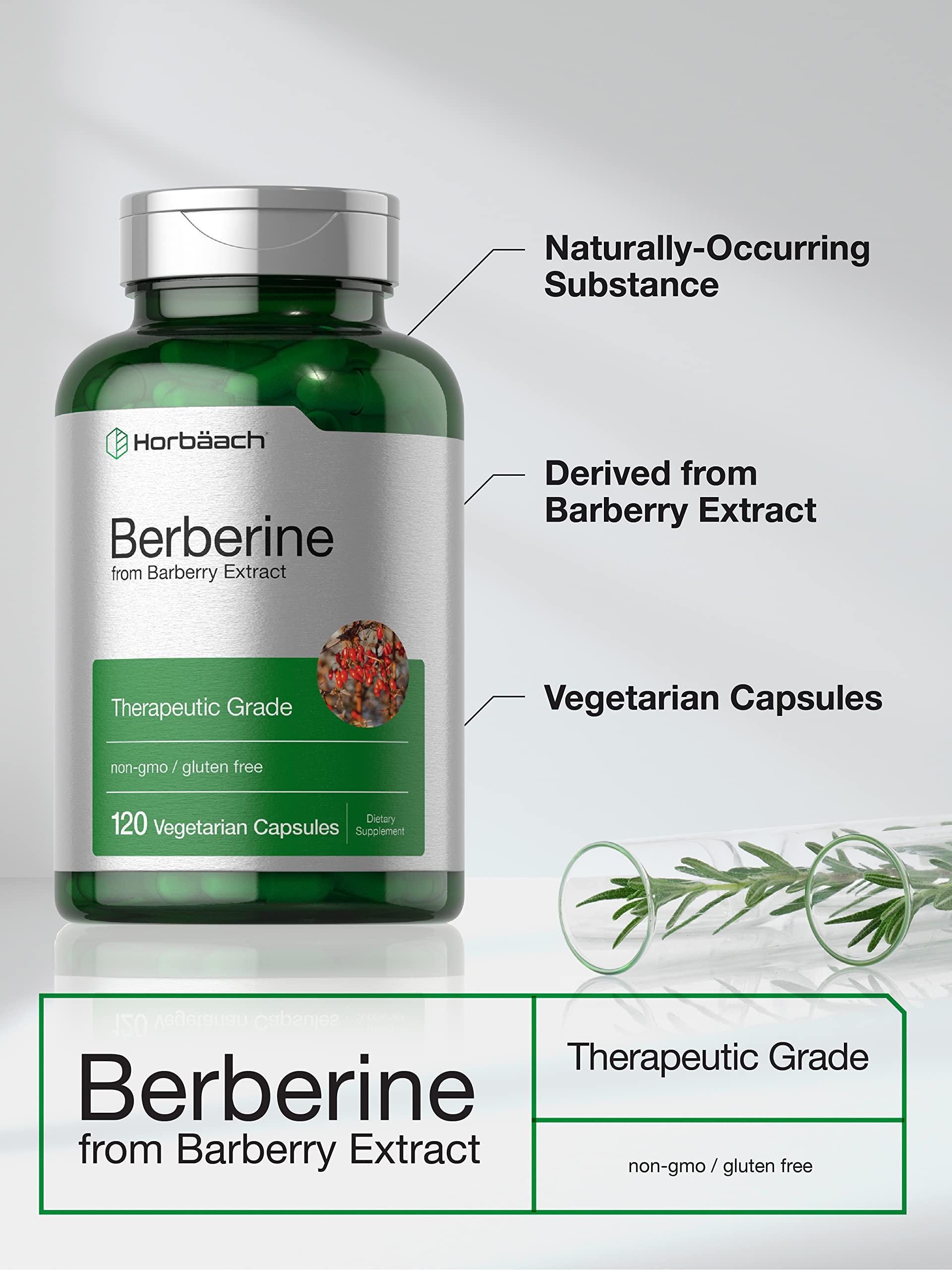 Berberine Supplement | 120 Capsules | Berberine HCl from Barberry Extract | Non-GMO HorbäachBuy Supplements Australia
