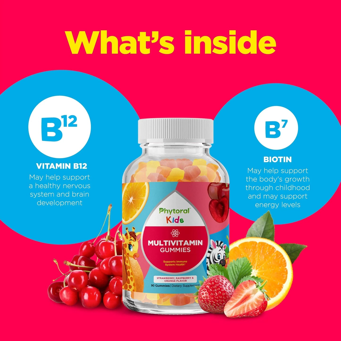 Phytoral Kids Vitamins Gummy Multivitamin Chewable - Kids Gummy Vitamins for Mood Support Natural Energy Boost PhytoralBuy Supplements Australia