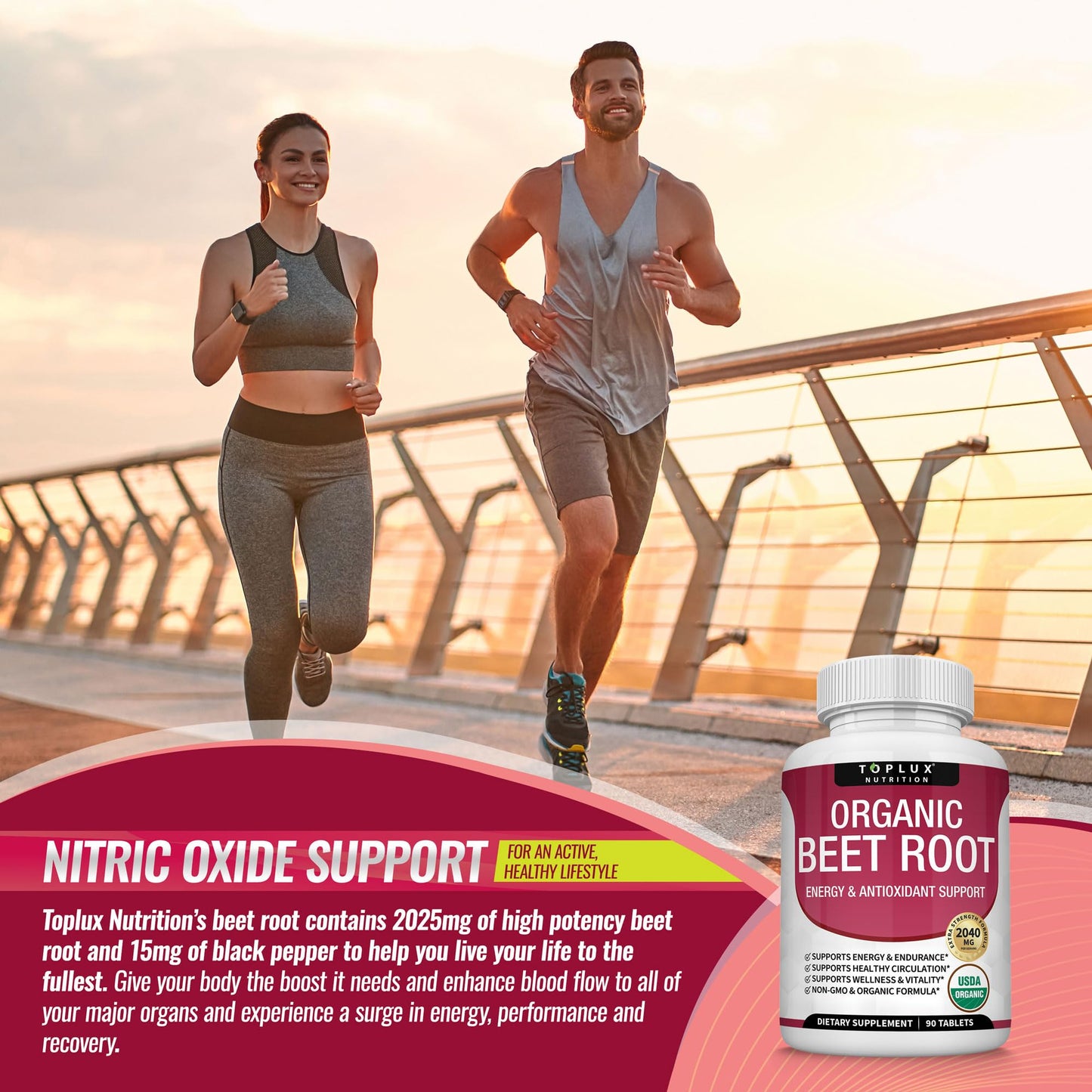 Organic Beet Root Powder Tablets - 2040mg Natural Nitric Oxide Beets to Support, Energy TopluxBuy Supplements Australia