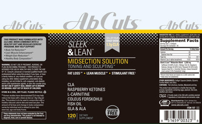 AbCuts Sleek and Lean - 120 Easy-to-Swallow Softgels - CLA Supplement, Fish Oil AbCutsBuy Supplements Australia