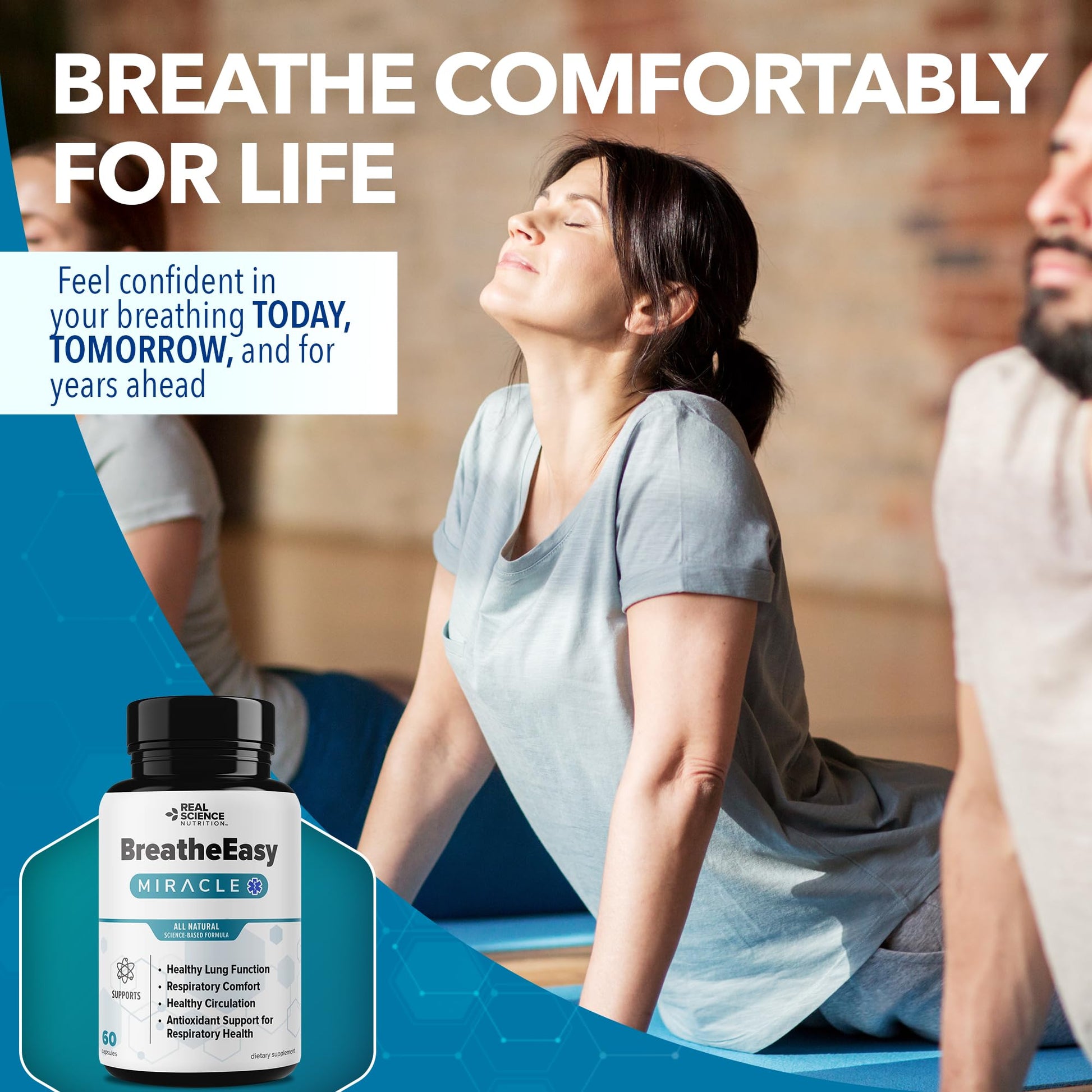 Real Science Nutrition BreatheEasy Lung Support Supplement for Lung Health & Respiratory Wellness – Lung Cleanse Formula with Vinitrox, GABA for Circulation Support - Made in USA - 60 Capsules Real Science NutritionBuy Supplements Australia