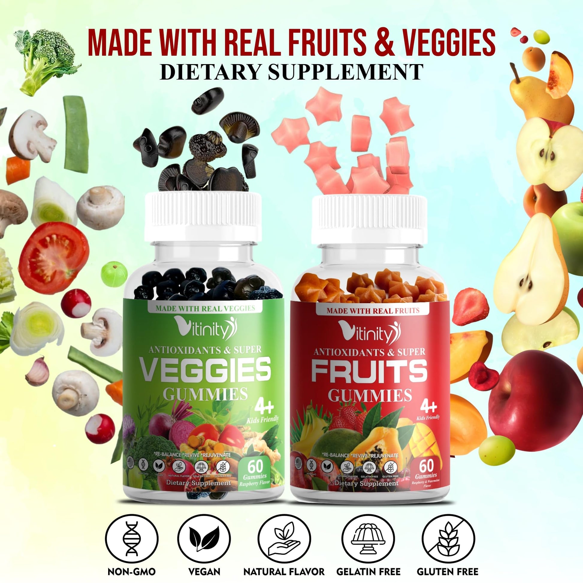 VITINITY Made with Real Fruit-Real Veggie Gummies-Superfood Vegetable Vitamin Sup VITINITYBuy Supplements Australia
