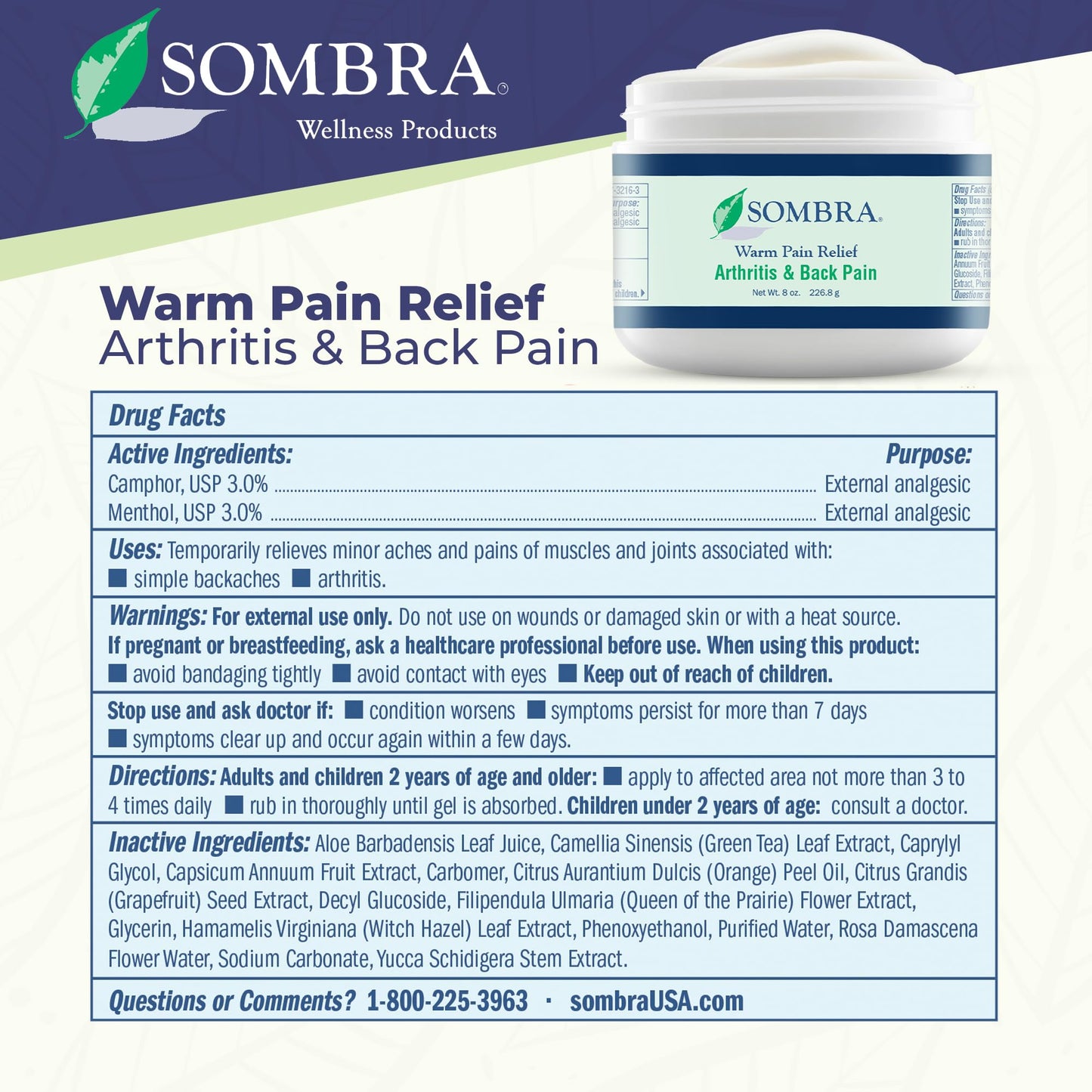 Sombra Warm Pain Relief Gel, Warm Relief for Arthritis and Chronic Pain Pre-Workout Muscle Rub Vegan Formula Free of Artificial Fragrances, Dyes, NSAIDs, Wax, Petroleum, Alcohol - 8oz (2 Pack) SombraBuy Supplements Australia