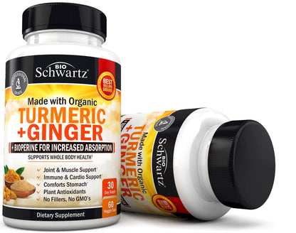 Organic Turmeric Curcumin and Ginger - 95% Standardized Curcuminoids with BioPerine BioSchwartzBuy Supplements Australia