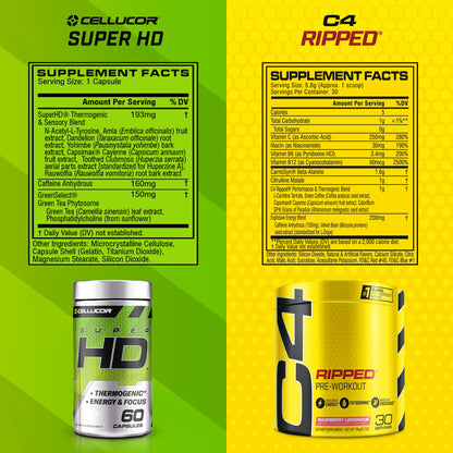 C4 Ripped & SuperHD, The Thermogenic Bundle, C4 Ripped Pre Workout Powder CellucorBuy Supplements Australia