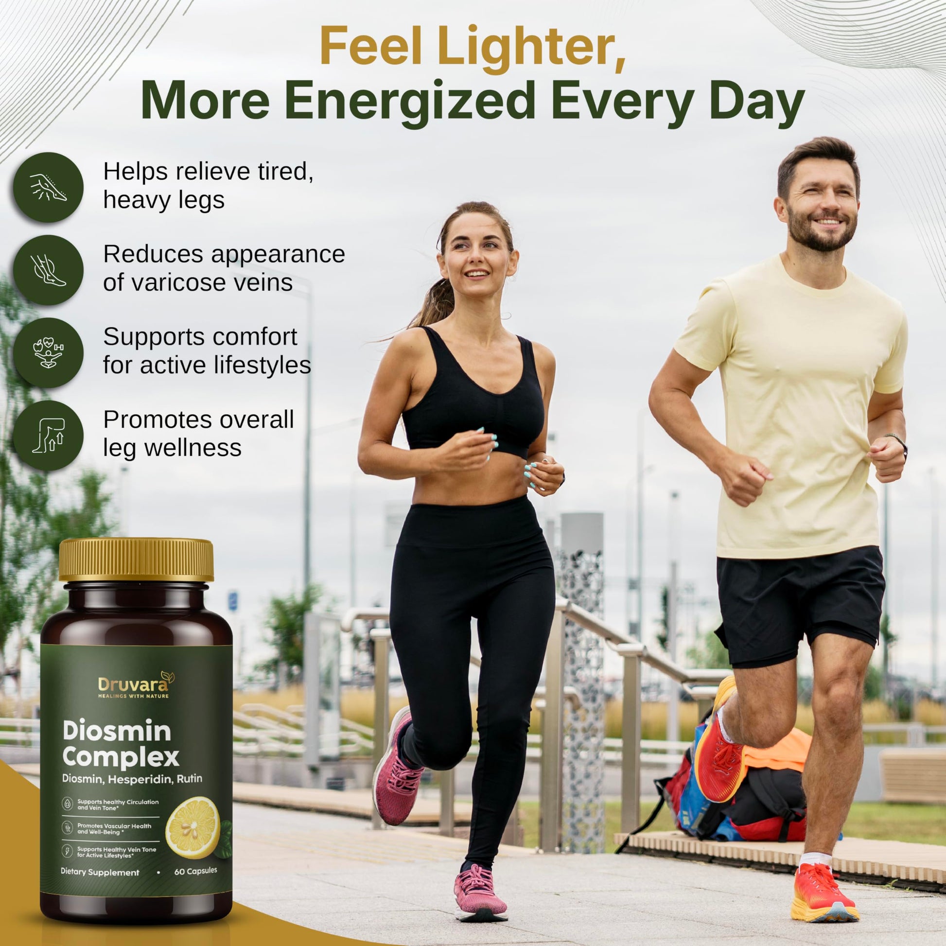 Druvara Diosmin Hesperidin with Rutin & B Vitamins | Vein Support Supplement for Leg Comfort, Healthy Circulation, Vein Strength & Improved Mobility - 60 Capsules DruvaraBuy Supplements Australia