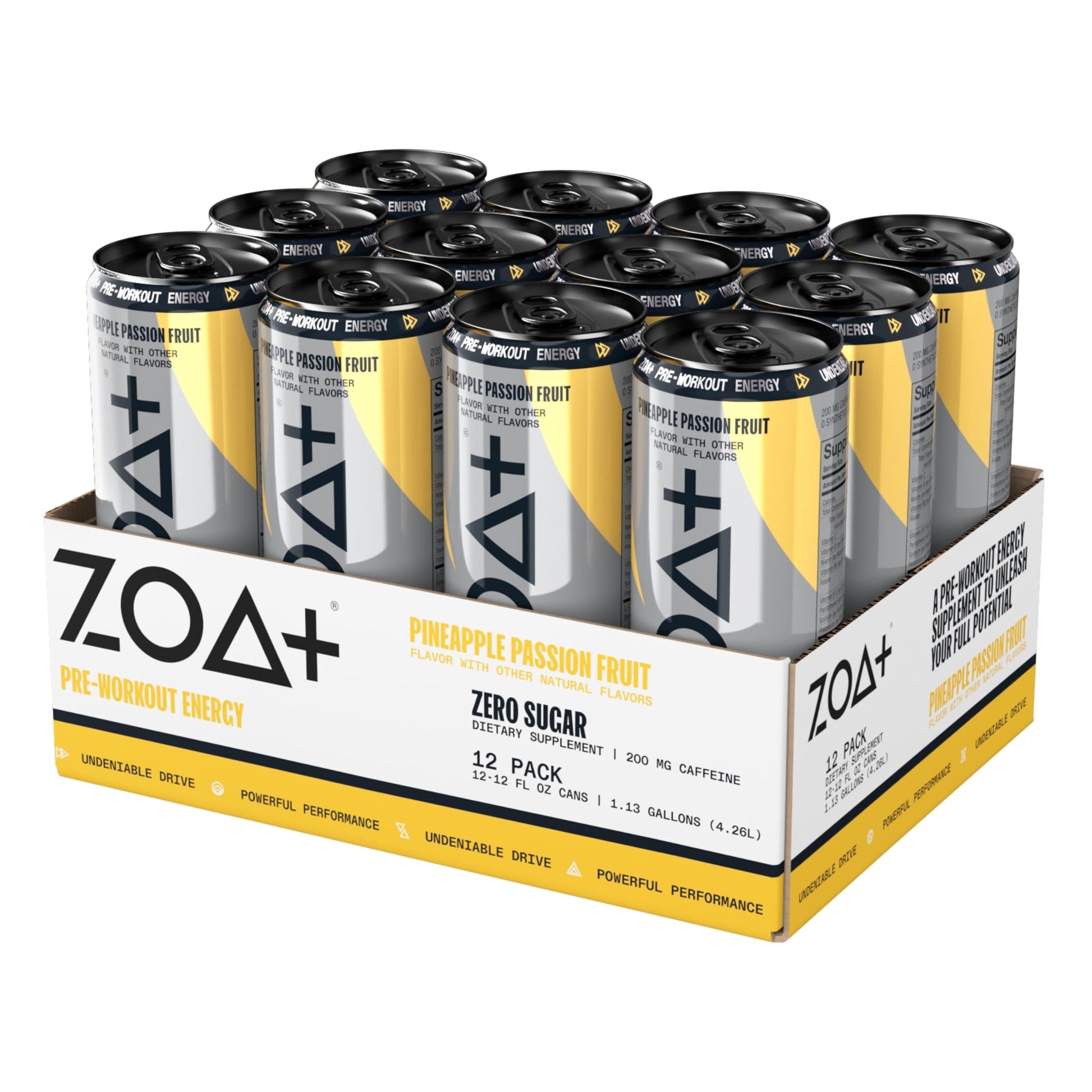 ZOA+ Pre-Workout Sugar-Free Energy Drink, Pineapple Passionfruit - Zero Sugar ZOABuy Supplements Australia
