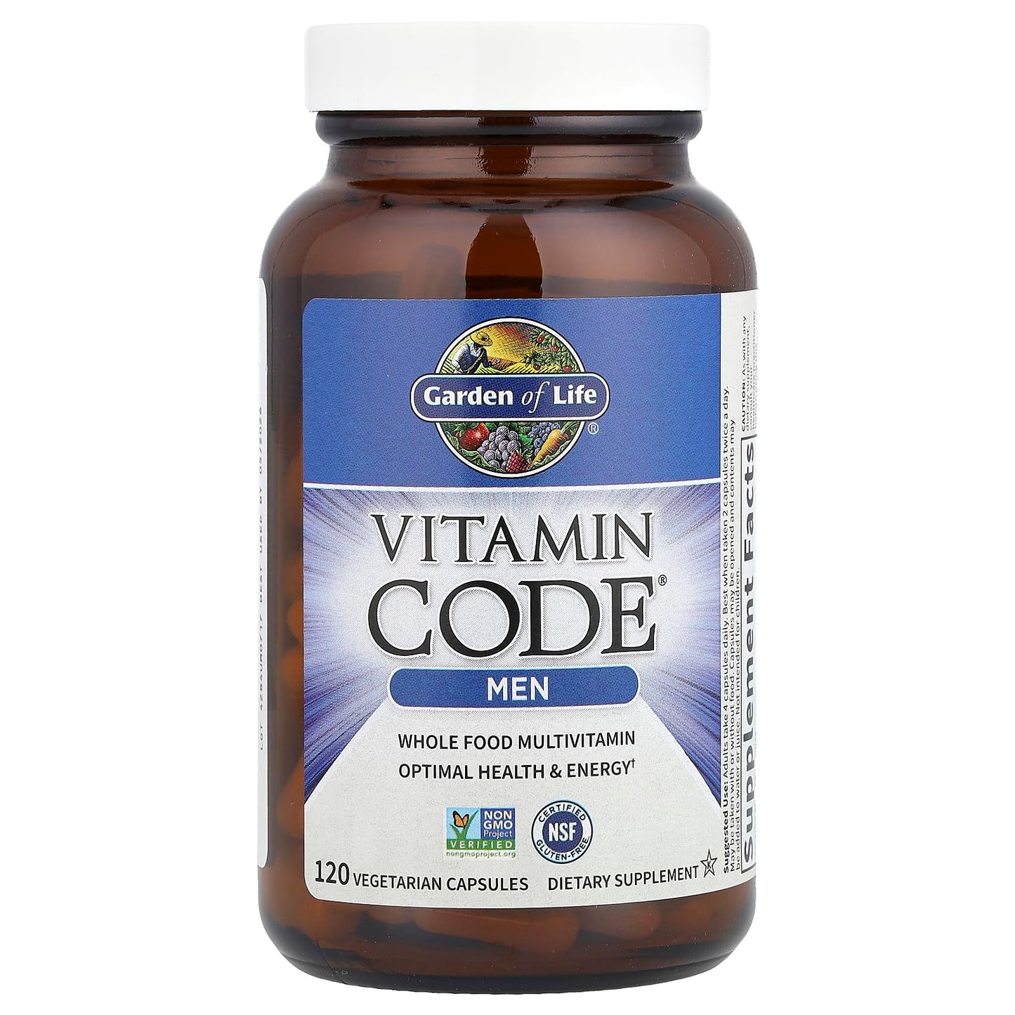 Garden of Life Vitamin Code Whole Food Multivitamin for Men - 120 Capsules, Vitamins for Men, Fruit & Veggie Blend and Probiotics for Energy