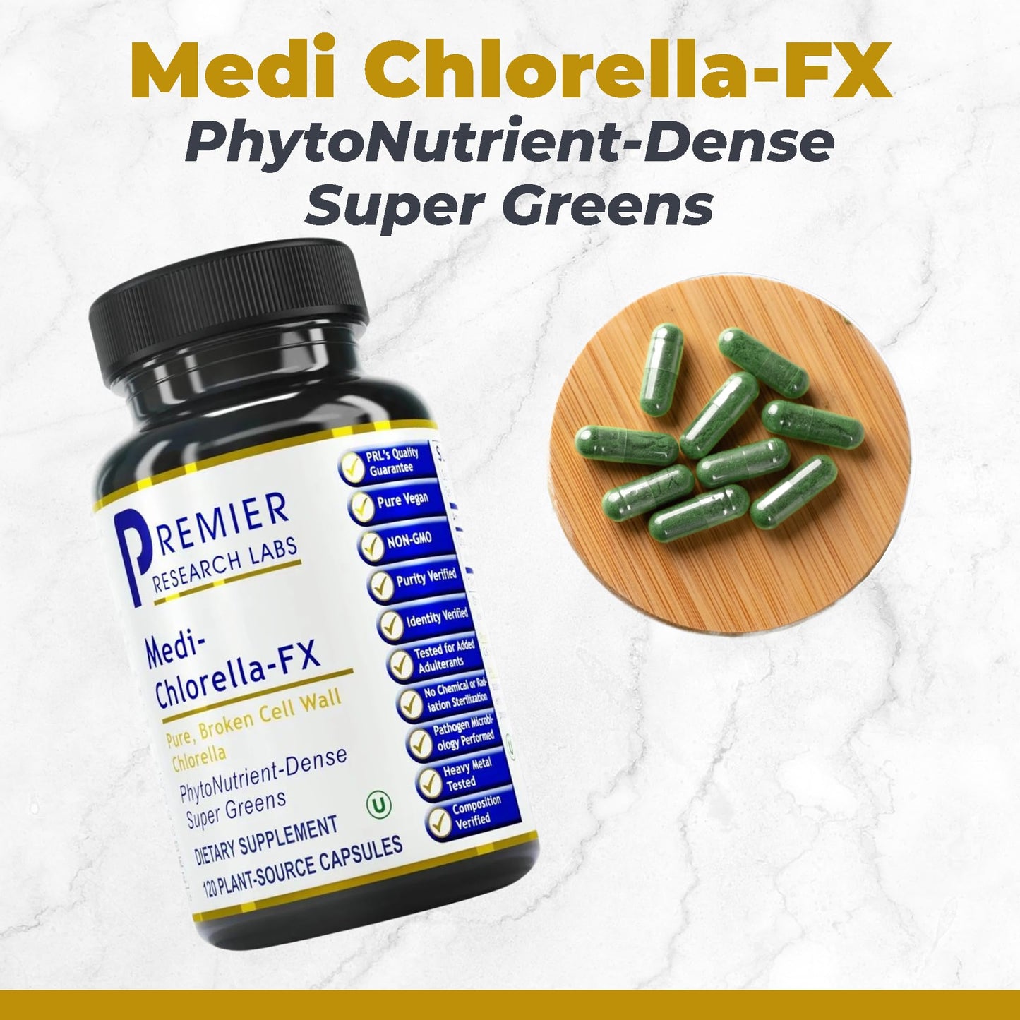 Premier Research Labs Medi Chlorella-FX - Chlorella Capsules, Chlorophyll Capsules, Organic Pills for Women & Men, Chlorophyll Supplement - 120 Vegetarian Capsules Premier Research LabsBuy Supplements Australia