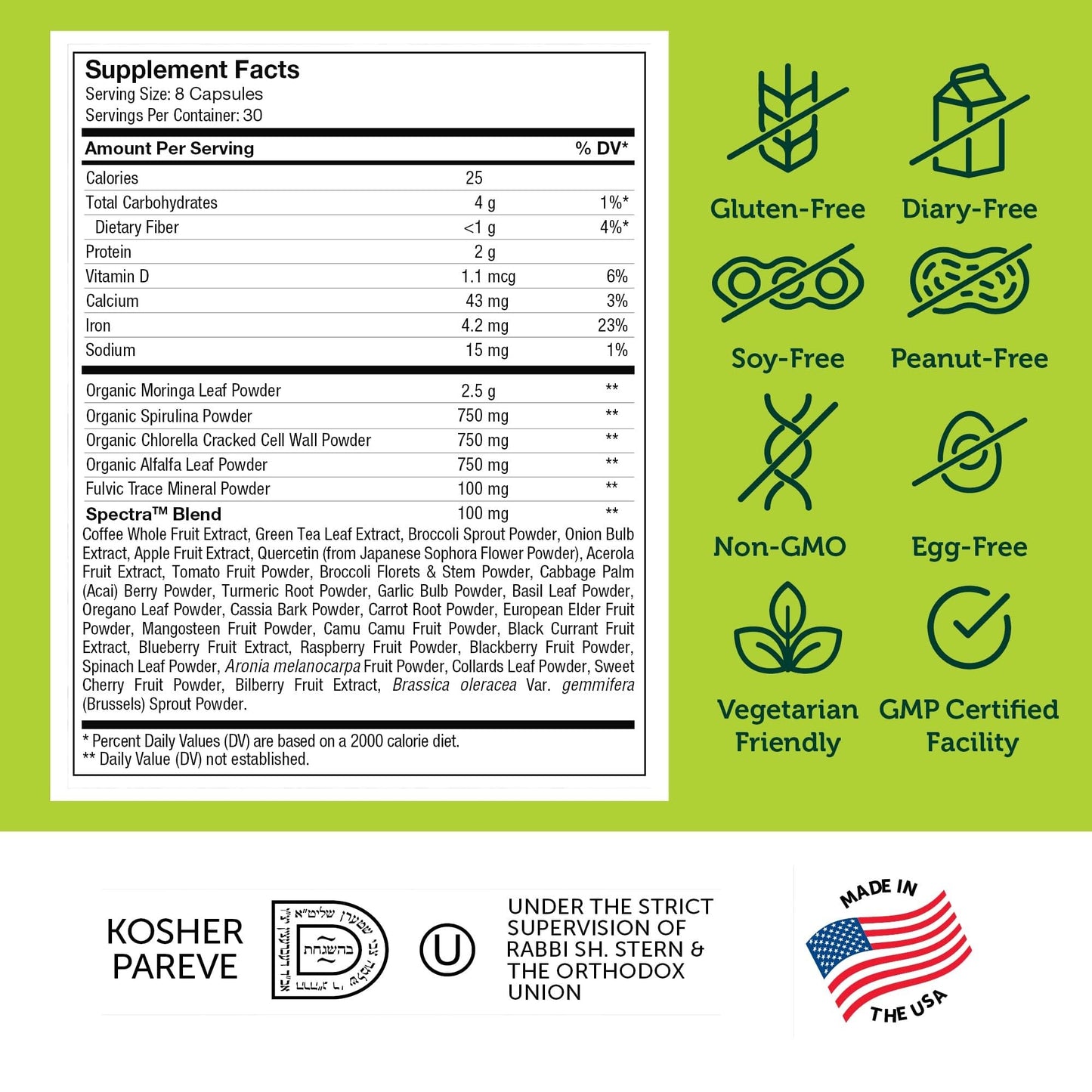 Zahler Core Greens, Superfood Greens Capsules, Super Greens with Spirulina, Chlorella, Spectra Blend and More, Kosher, 240 Capsule (240 Capsules) ZahlerBuy Supplements Australia