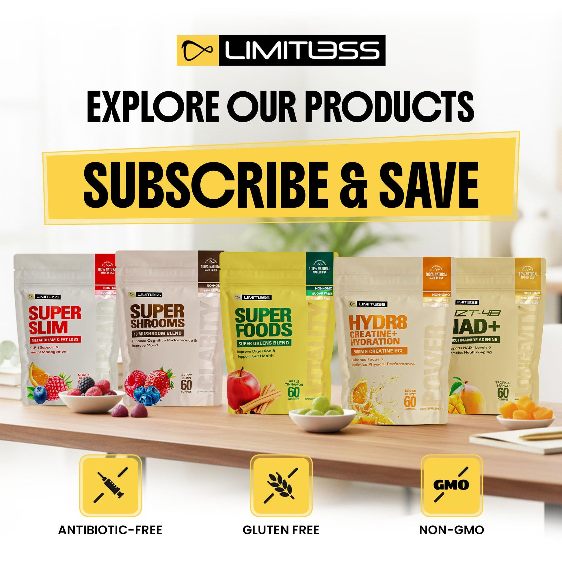 Limitless Supershrooms Smart Focus Gummies - 30 Day Supply LIMITLESS XBuy Supplements Australia