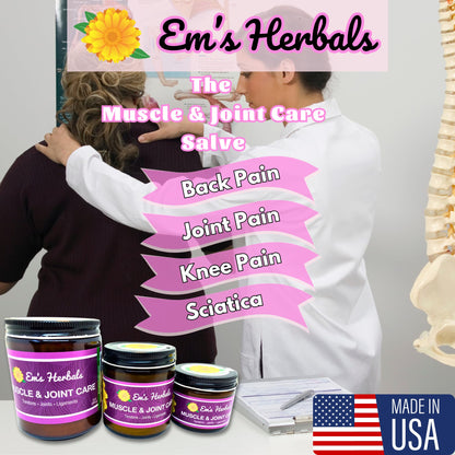 Em's Herbals, Muscle & Joint Care Arnica Salve - Amplified Arnica Salve Made with Menthol Crystals, and Effective Essential Oils to Penetrate Deep into Muscles, Joints, and Back Discomfort (2 oz) Em's HerbalsBuy Supplements Australia