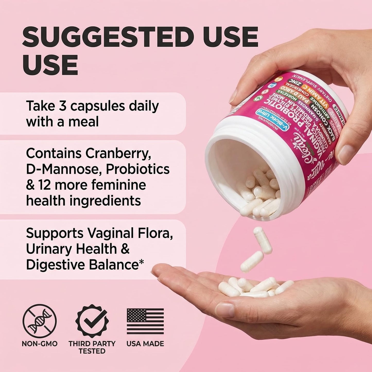 Clean Nutra Vaginal Probiotics for Women + Prebiotics Digestive Enzymes Bromelain Cranberry D Mannose Horsetail Black Cohosh Artichoke Hibiscus Flowers Probiotic for Digestive Health 90 Vegan Capsules Clean NutraceuticalsBuy Supplements Australia