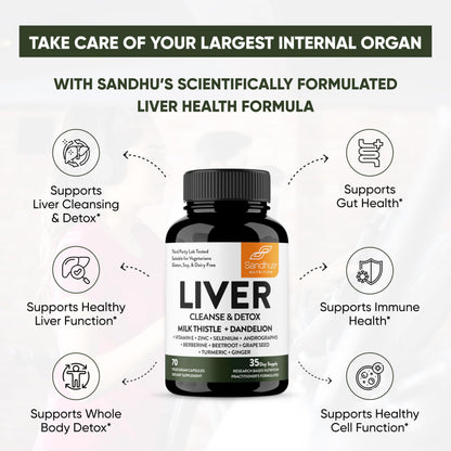 Sandhu's Liver Renew Cleanse Detox, Repair & Support |70 Capsules| 1 Month+ Supply Sandhu'sBuy Supplements Australia