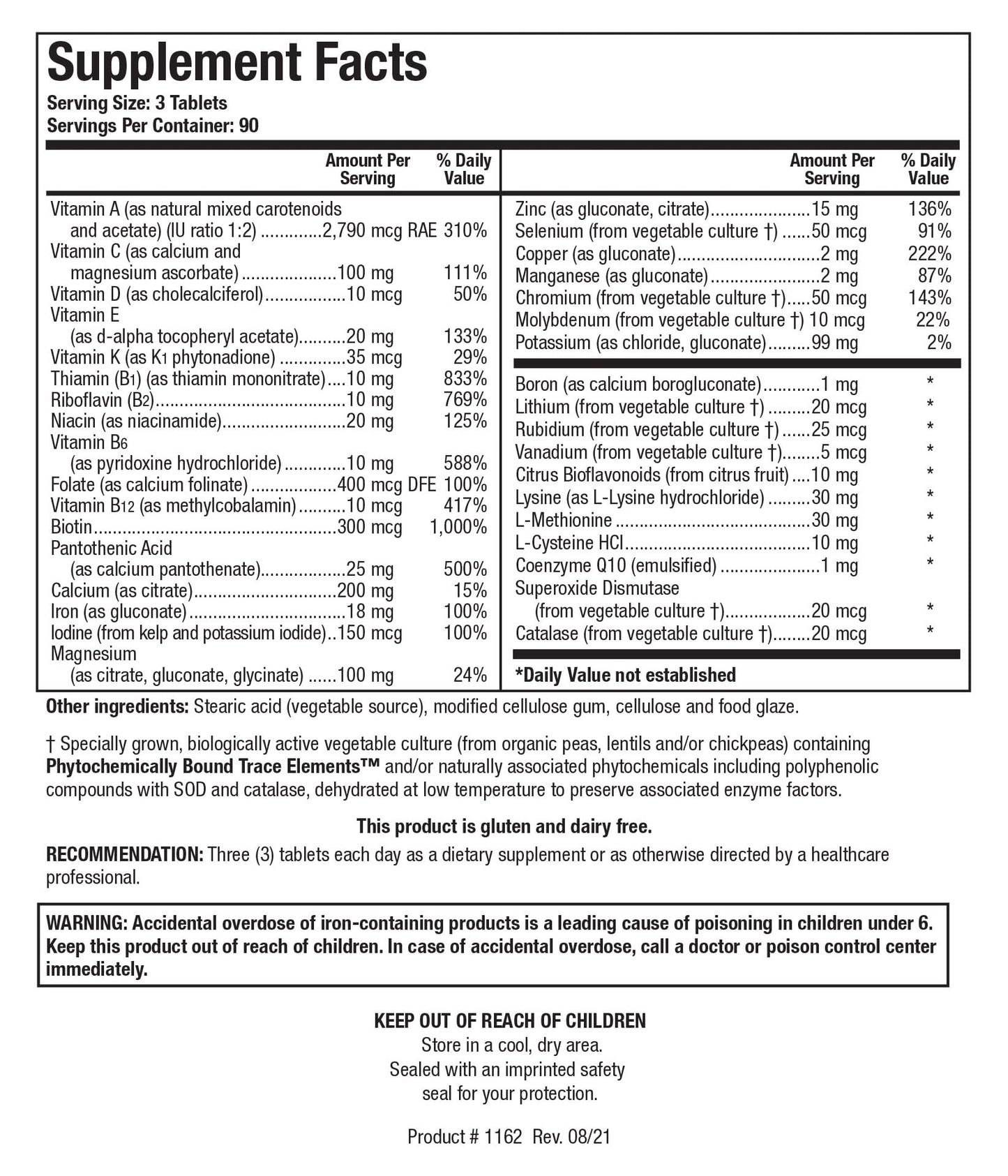 BIOTICS RESEARCH Bio-Multi Plus - Robust Foundational Multivitamin/Mineral Formula, Contains Plant-Based Trace Minerals 270 Tablets BIOTICS RESEARCHBuy Supplements Australia