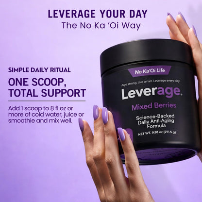Leverage Mixed Berries Anti–Aging Supplement & Longevity Mix - Daily Wellness Multivitamin Powder with Hyaluronic Acid, L-Glycine & Magnesium for Skin, Energy, Cognitive Function & Joint–30 Servings LeverageBuy Supplements Australia