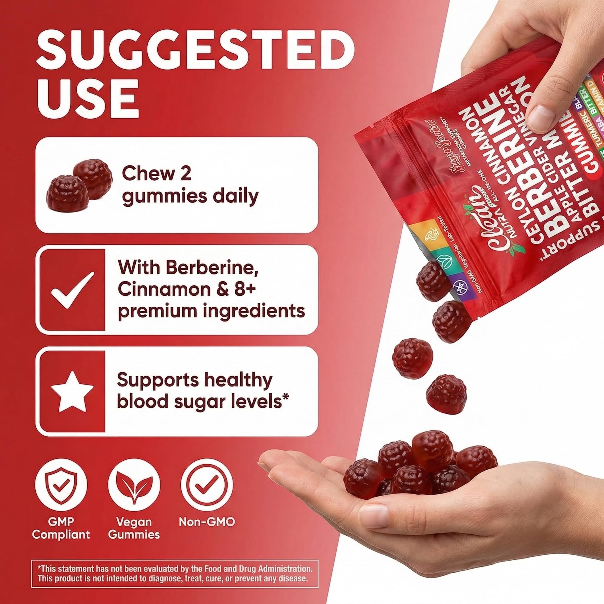 Sugar Savior Ceylon Cinnamon Berberine Gummies Apple Cider Vinegar Artichoke Turmeric Blueberry Ginseng Banaba Bitter Melon Black Pepper Vitamin D Zinc GLP1 Gummies 60 Count by Clean Nutra Clean NutraceuticalsBuy Supplements Australia