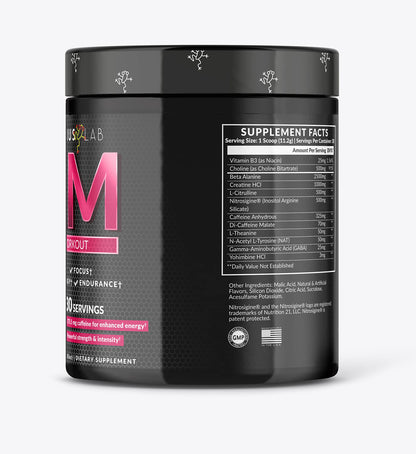 PHYBIUS Lab AM Pre-Workout (Sour Watermelon) Focus, Strength, Powder, 30 Servings