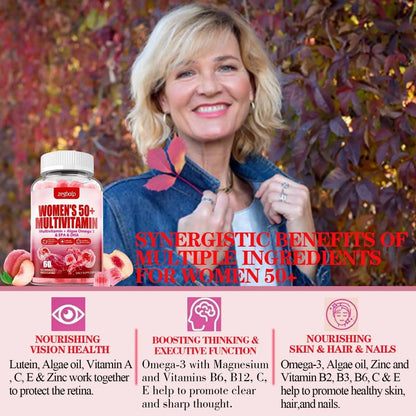 ZEGBALP Sugar-Free Womens Multivitamin 50 Plus Gummies with Calcium, Magnesium, Zinc, Vitamin A, C, D3, E, K2, B Complex, Folate, Biotin ZEGBALP