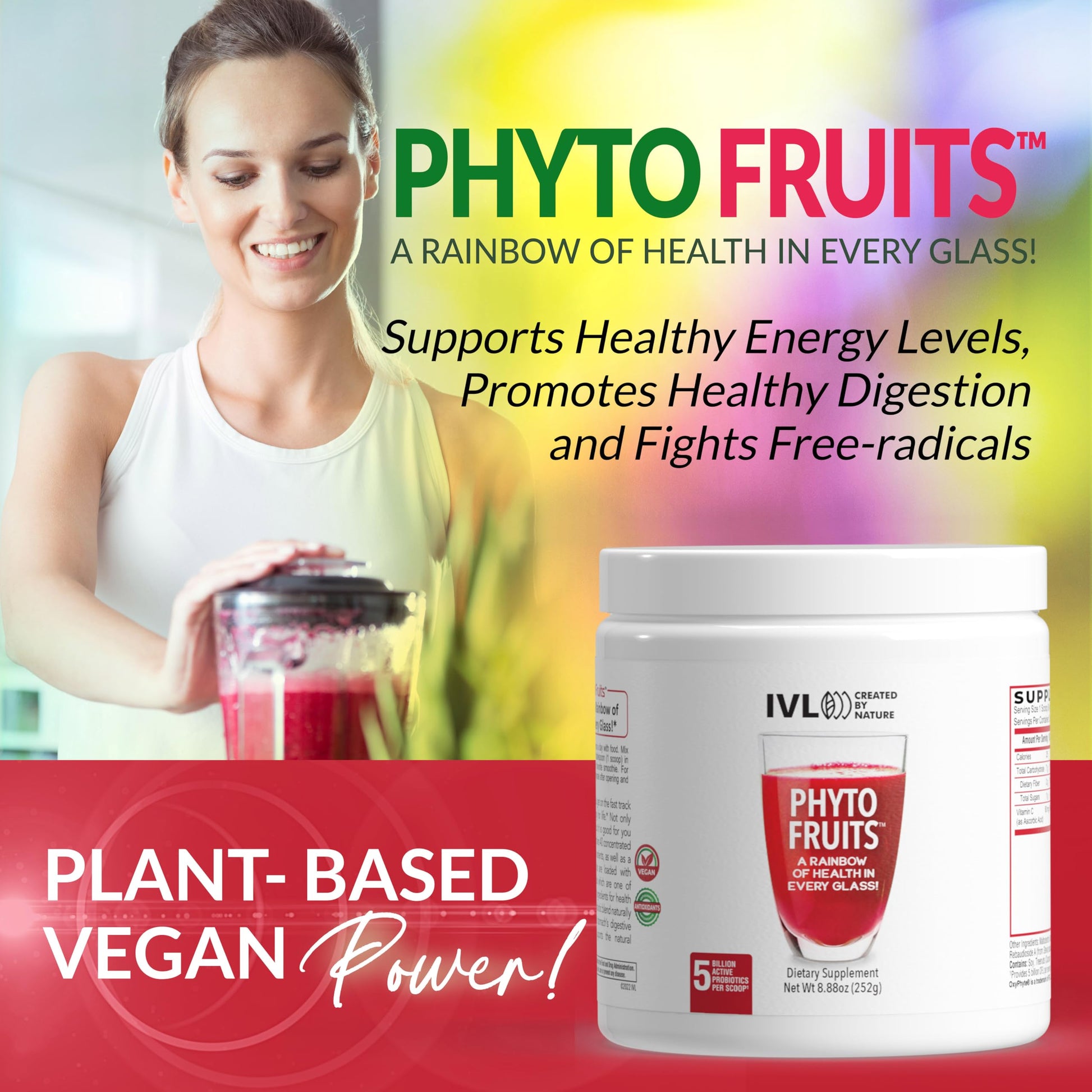 IVL - Phyto Fruits Superfood Powder - Support Energy - Digestive & Probiotic - Antioxidant - Vegan - 40 Fruits and Nutrients Plus 6 Probiotic Strains (30 Servings, 8.88 oz) IVLBuy Supplements Australia