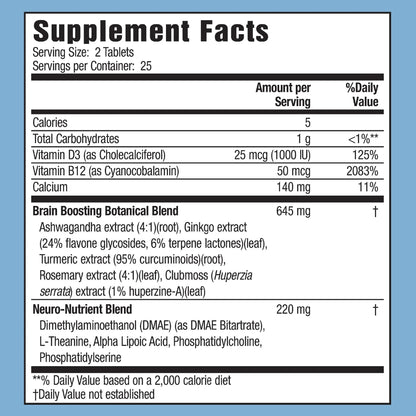 Applied Nutrition Healthy Brain All-Day Focus - 50 Tablets - Powerful 3-in-1 Brain Booster with Turmeric Extract - 25 Servings Applied NutritionBuy Supplements Australia