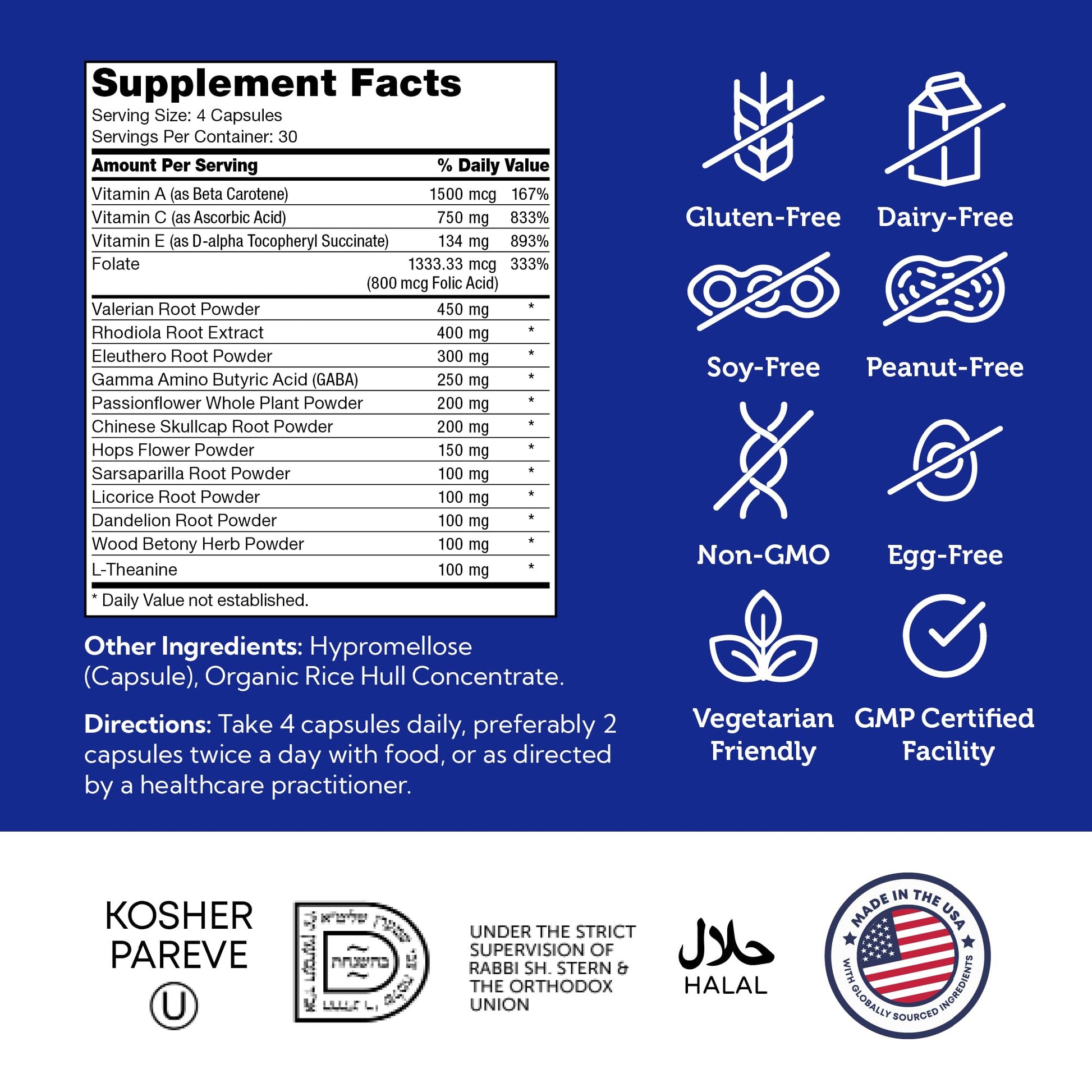 Zahler StressMaster, Relaxation Support Supplement, Promotes Natural Calm, Certified Kosher 120 Capsules ZahlerBuy Supplements Australia