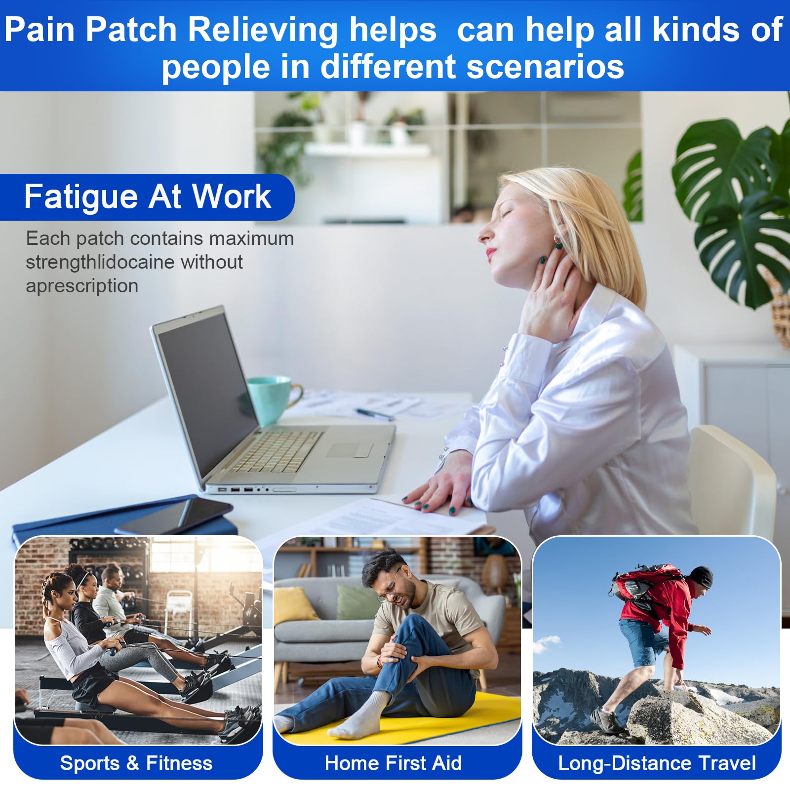 AROSLU Lidocaine Pain Relief Patches Maximum Strength Numbing Gel Patch for Back Knee Neck Shulder Joint Ache Muscle Soreness ICY Compress Topical 20-PCS AROSLUBuy Supplements Australia