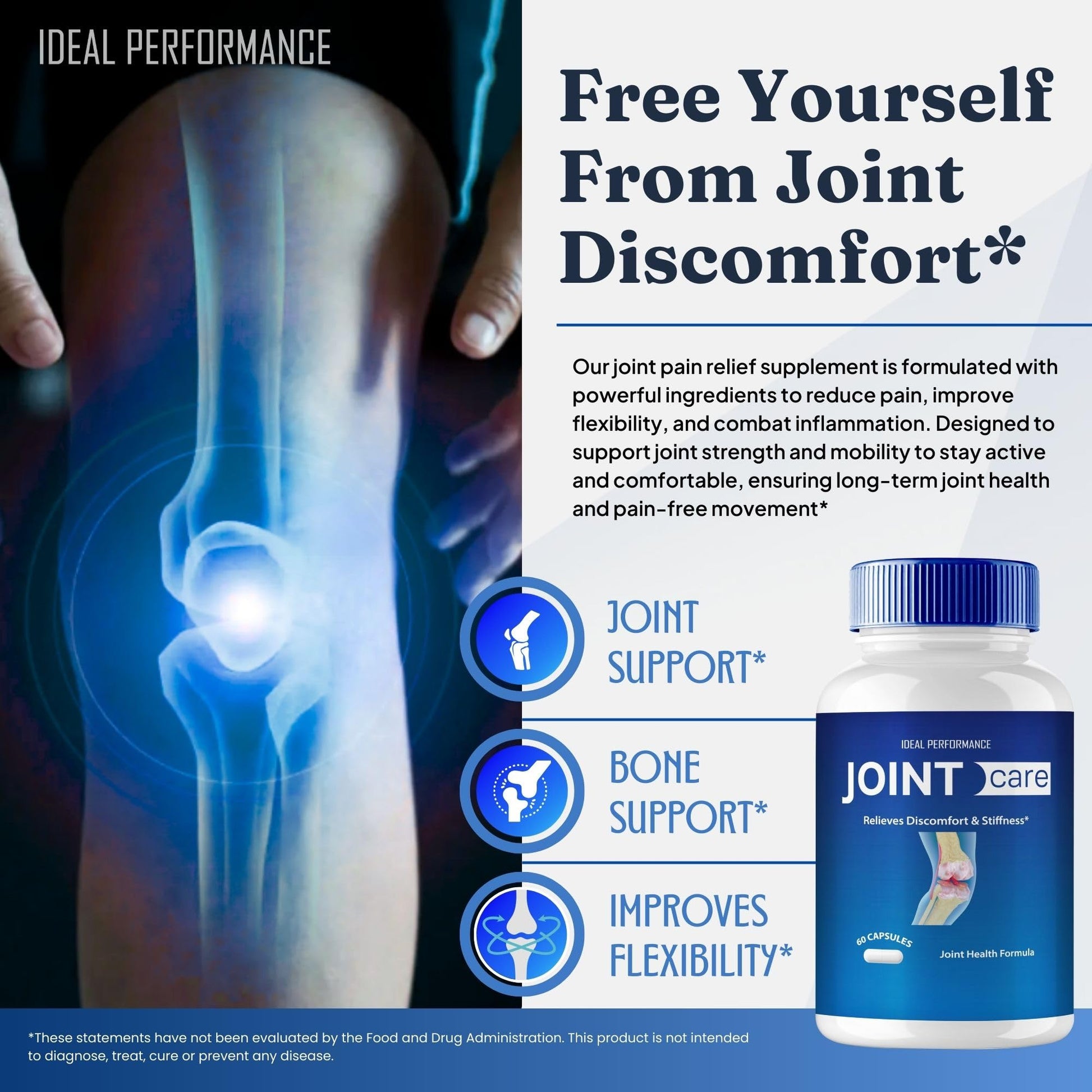 IDEAL PERFORMANCE Joint Care Support Capsules, JointCare Supplement Pills All Natural Formula to Fortify Bones & Bolster Flexibility - Maximum Strength, Joint Care Support Reviews (2 Pack) IDEAL PERFORMANCEBuy Supplements Australia