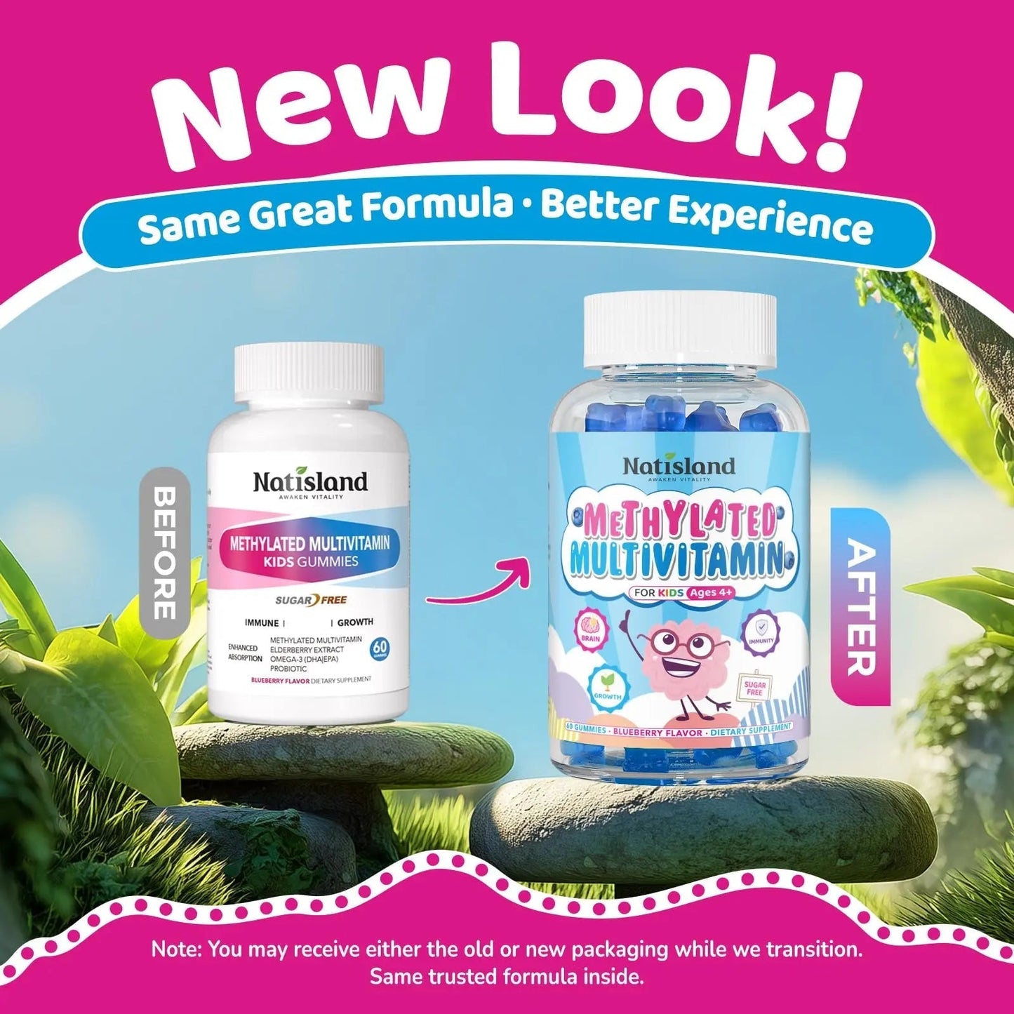 Kids Methylated Multivitamin - MTHFR Multivitamin for Kids & Teens 4+, L Methylfolate & B12, 13 Vitamins, Vegan Omega-3 NATISLANDBuy Supplements Australia